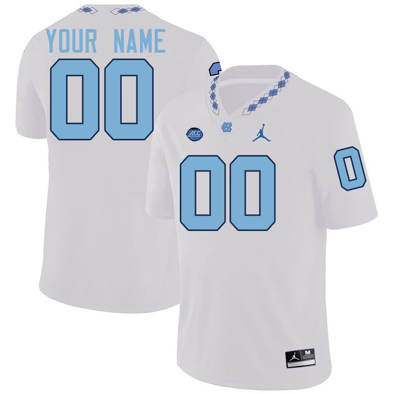 Custom North Carolina Tar Heels Name And Number Football Jerseys-White